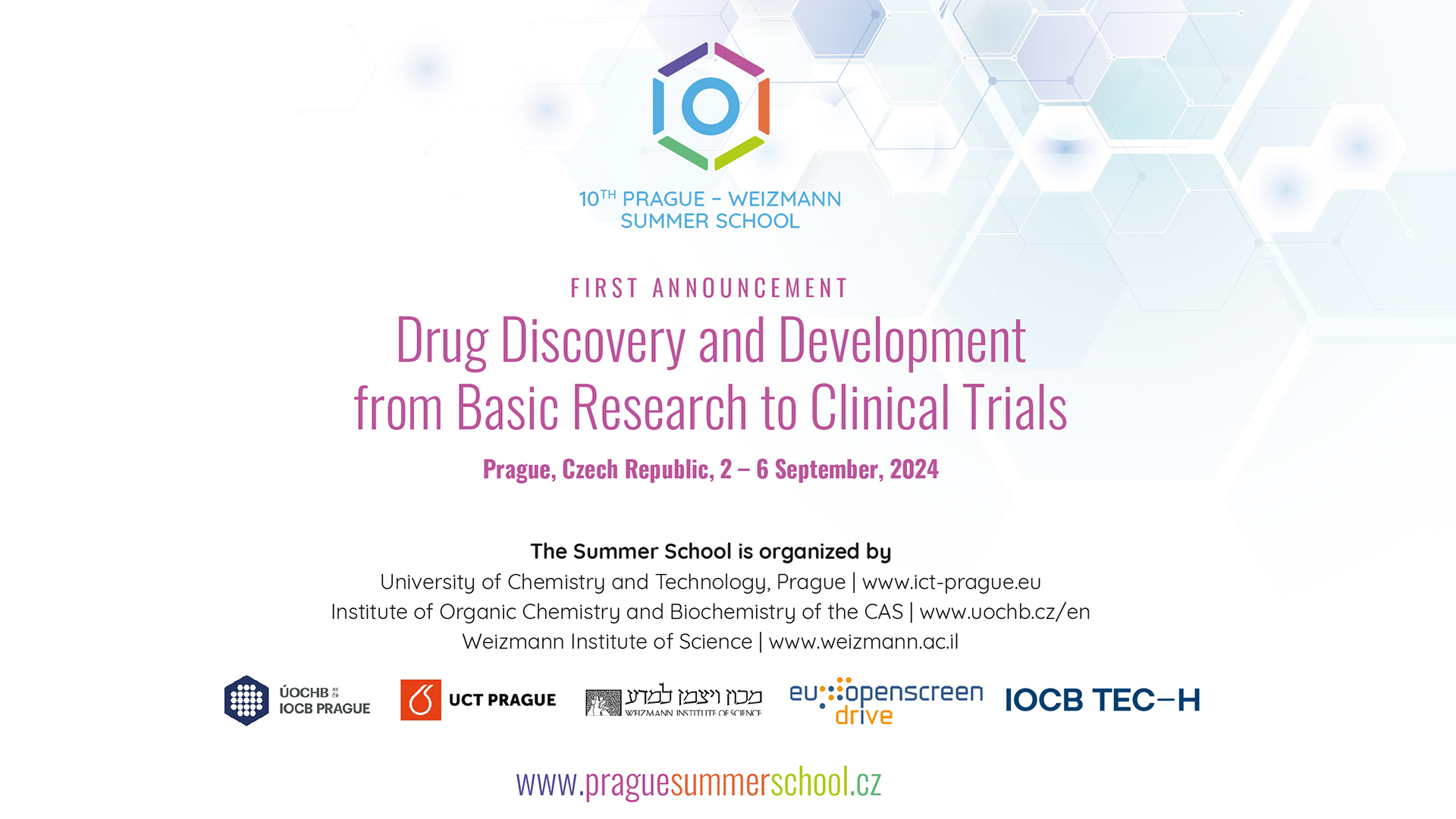 10th Prague–Weizmann Summer School on drug discovery and development – registration open