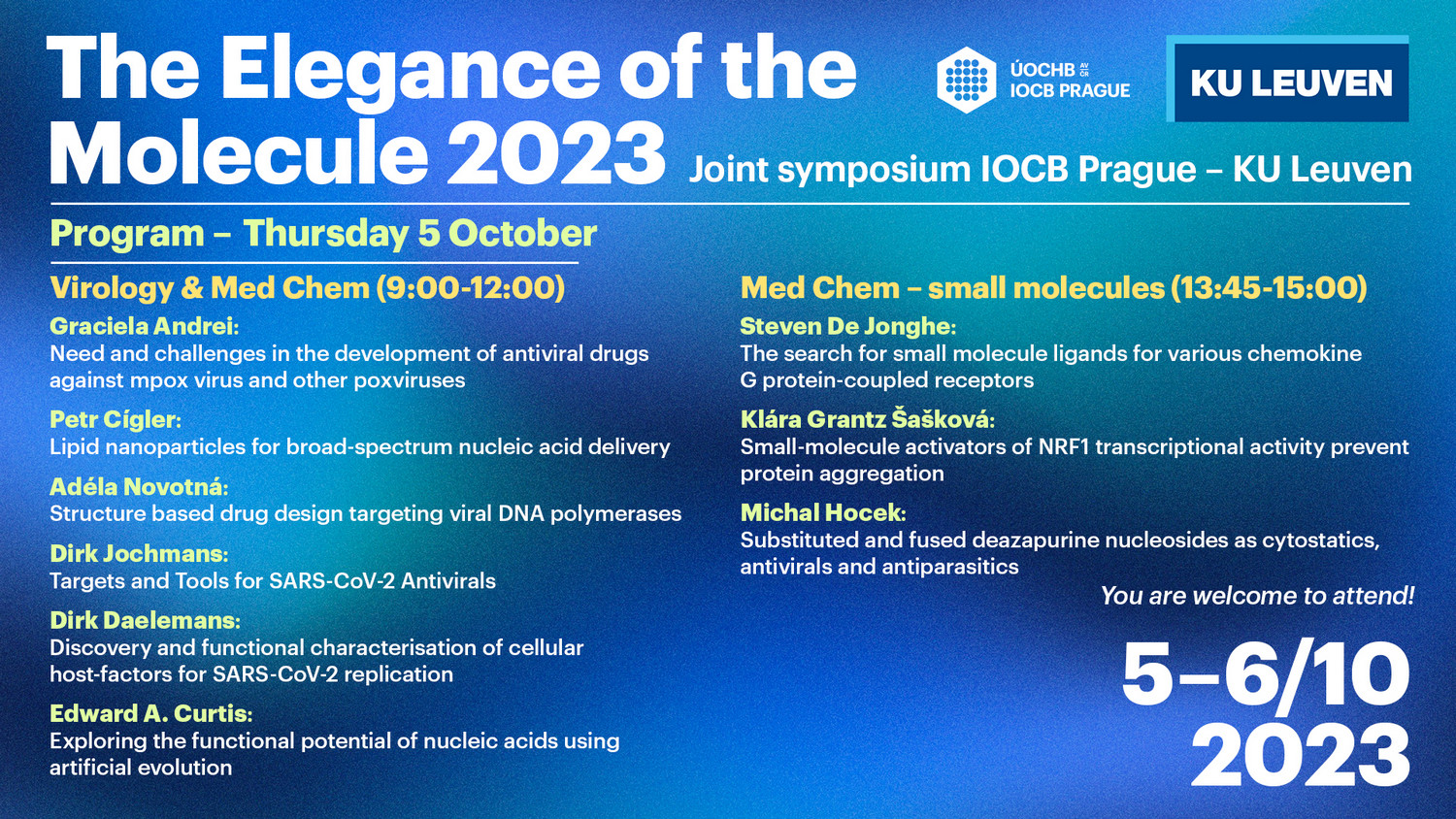 The Elegance of the Molecule 2023 – Joint symposium IOCB Prague-KU Leuven
